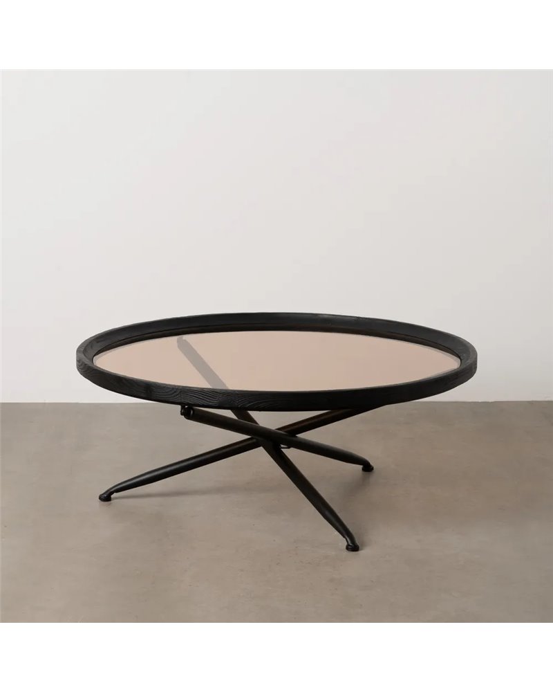 MESA CENTRO NEGRO MADERA-METAL 100 X 100 X 40 CM