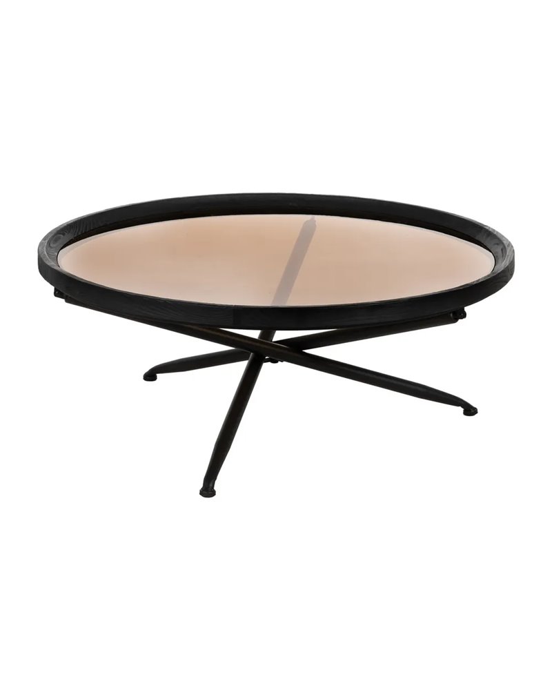 MESA CENTRO NEGRO MADERA-METAL 100 X 100 X 40 CM