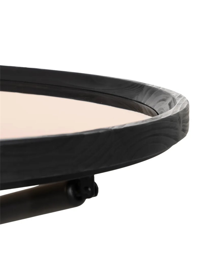 MESA CENTRO NEGRO MADERA-METAL 100 X 100 X 40 CM