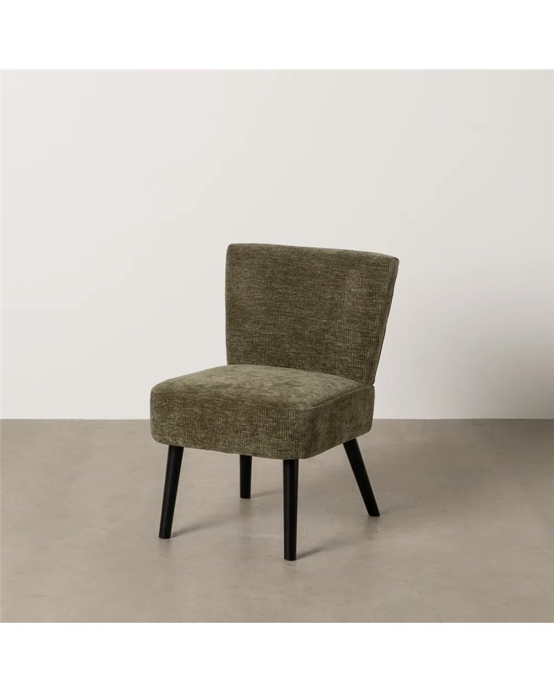 SILLÓN VERDE TEJIDO-MADERA SALÓN 55 X 63 X 76 CM