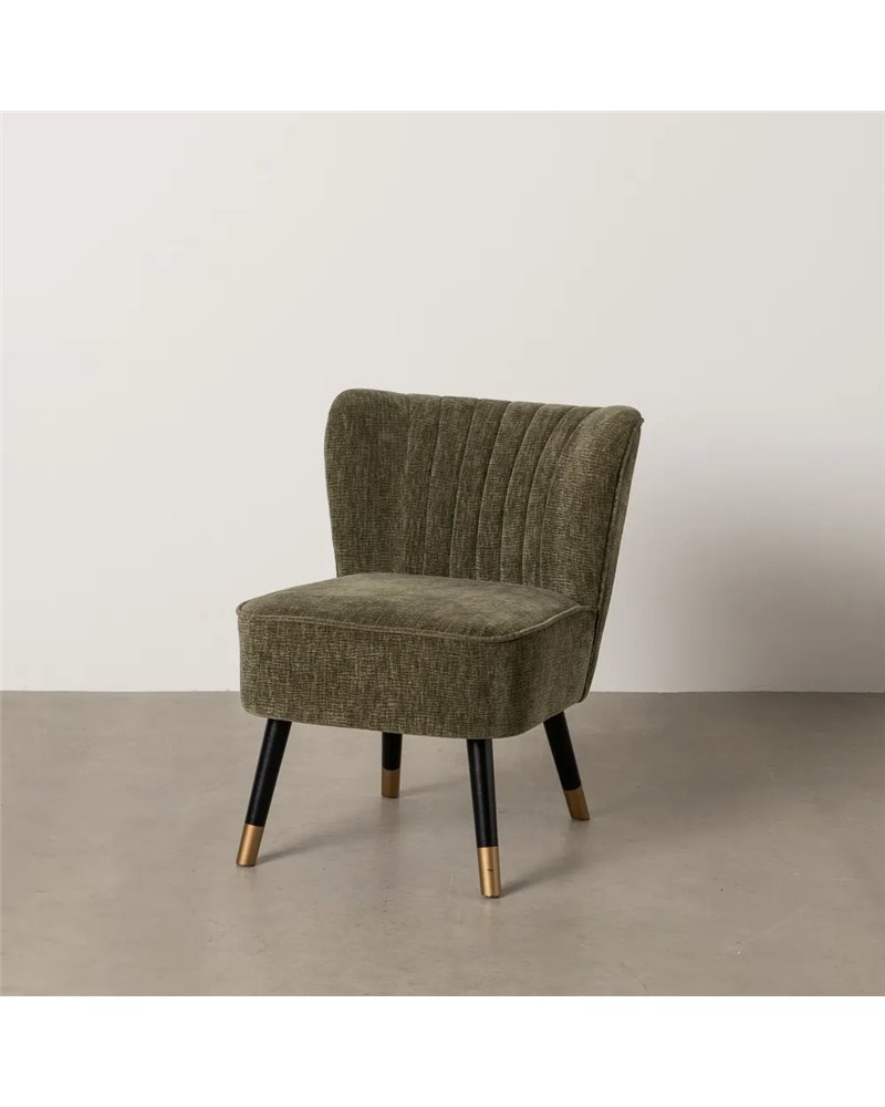 SILLÓN VERDE TEJIDO-MADERA SALÓN 58 X 70 X 74 CM