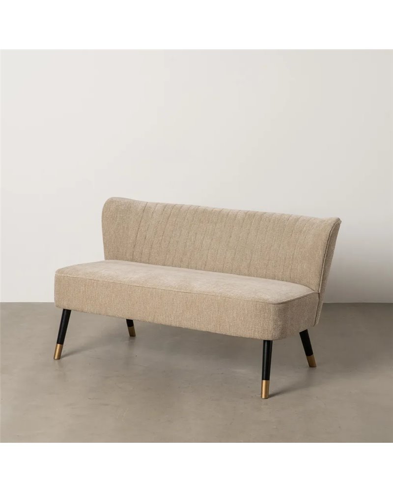 SOFÁ BEIGE TEJIDO-MADERA SALÓN 134 X 70 X 74 CM