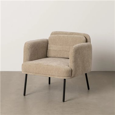 SILLÓN BEIGE TEJIDO-MADERA SALÓN 72 X 72 X 73 CM