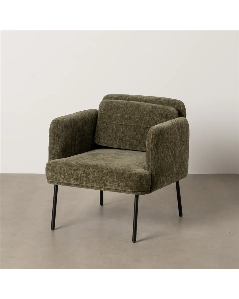 SILLÓN VERDE TEJIDO-MADERA SALÓN 72 X 72 X 73 CM