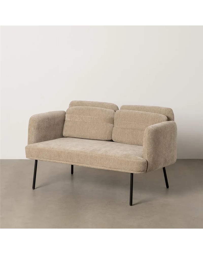 SOFÁ BEIGE TEJIDO-MADERA SALÓN 127 X 72 X 73 CM