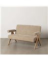 SOFÁ BEIGE TEJIDO-MADERA SALÓN 134 X 76 X 85 CM