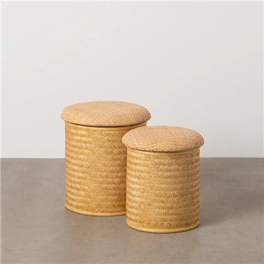 S/2 PUF NATURAL RATÁN SALÓN 40 X 40 X 46 CM