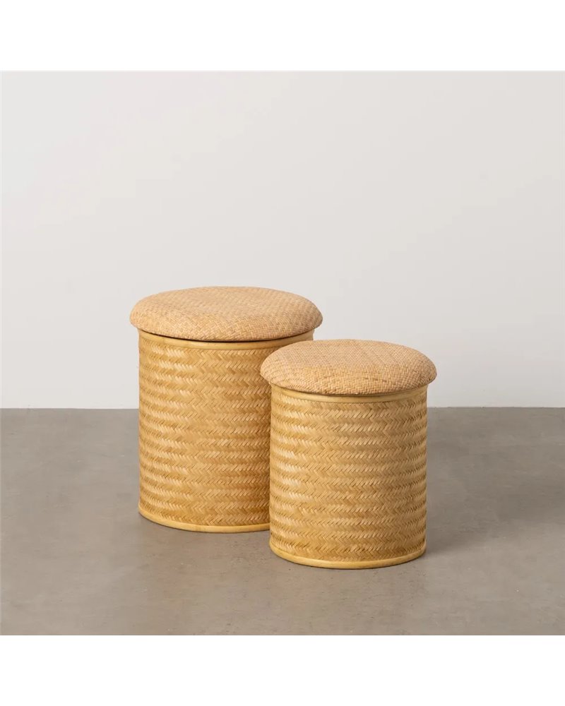 S/2 PUF NATURAL RATÁN SALÓN 40 X 40 X 46 CM