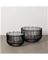 S/2 MESA CENTRO NEGRO METAL-CRISTAL 68 X 68 X 45 CM