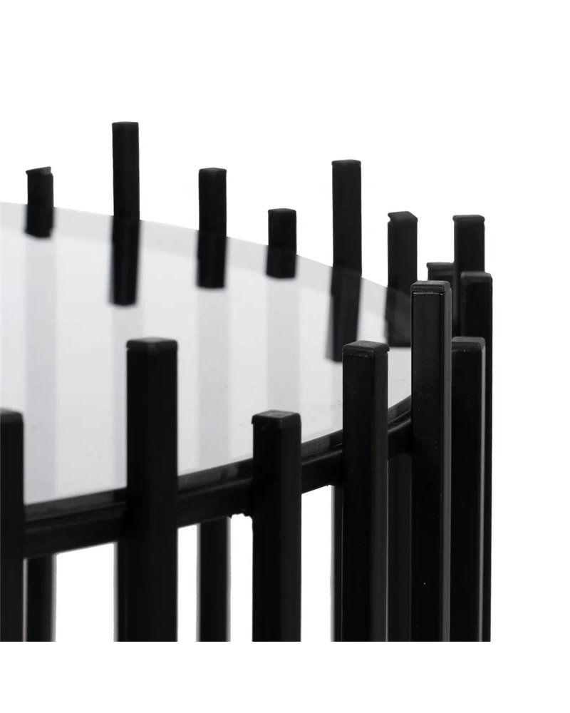 S/2 MESA CENTRO NEGRO METAL-CRISTAL 68 X 68 X 45 CM