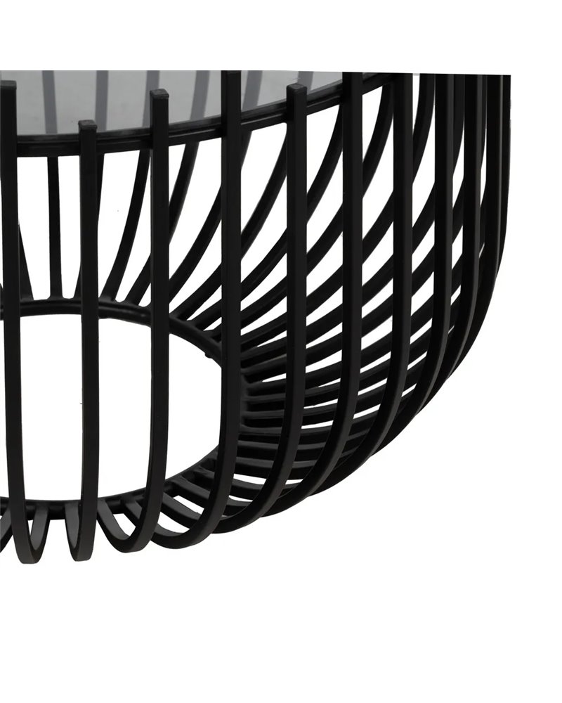 S/2 MESA CENTRO NEGRO METAL-CRISTAL 68 X 68 X 45 CM