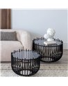 S/2 MESA CENTRO NEGRO METAL-CRISTAL 68 X 68 X 45 CM