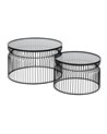 S/2 MESA CENTRO NEGRO METAL-CRISTAL 65 X 65 X 40 CM