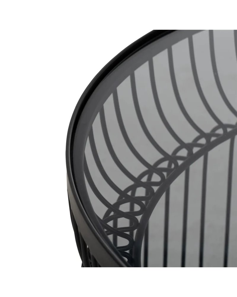 S/2 MESA CENTRO NEGRO METAL-CRISTAL 65 X 65 X 40 CM