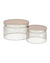 S/2 MESA CENTRO CREMA METAL-CRISTAL 65 X 65 X 40 CM