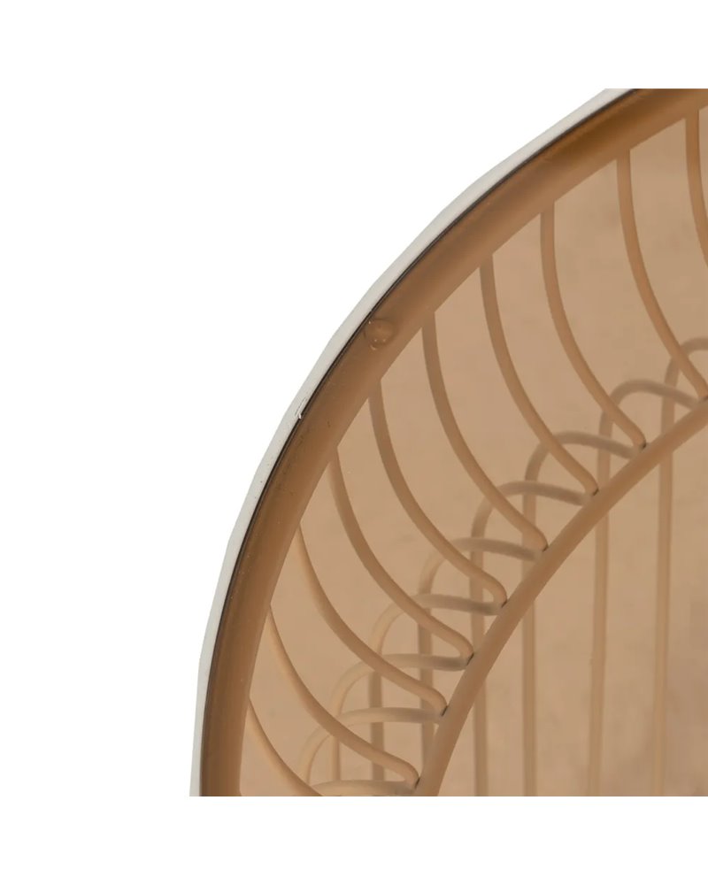 S/2 MESA CENTRO CREMA METAL-CRISTAL 65 X 65 X 40 CM