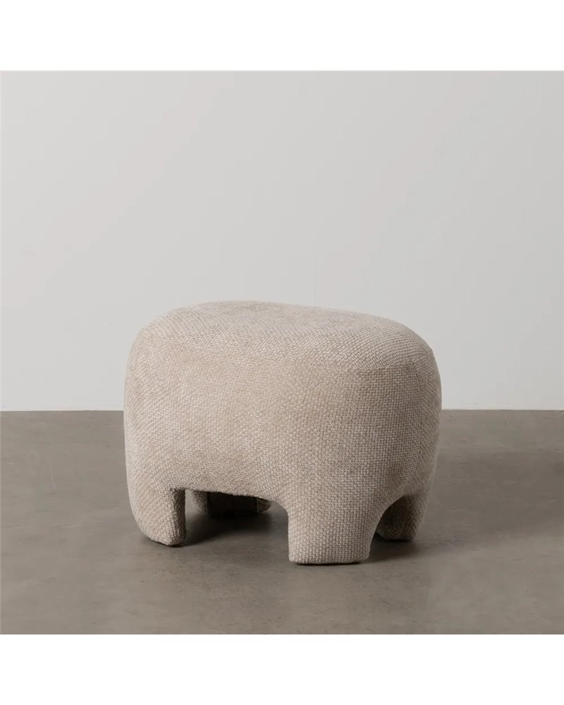 PUF BEIGE TEJIDO SALÓN 53 X 41 X 38 CM