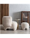 PUF BEIGE TEJIDO SALÓN 53 X 41 X 38 CM