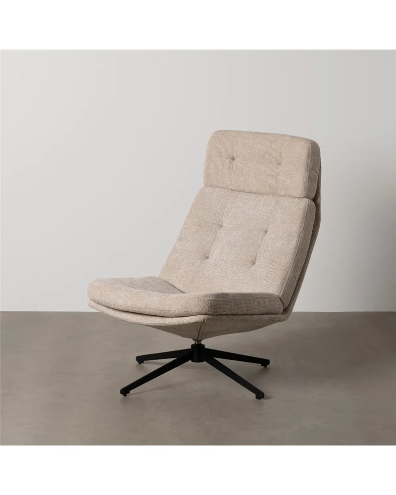 SILLÓN GIRATORIO BEIGE TEJIDO-METAL 65 X 98 X 93 CM