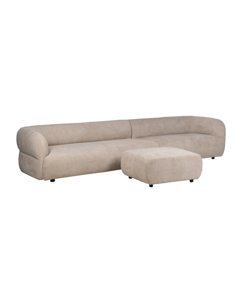 PUF BEIGE TEJIDO SALÓN 66 X 87 X 39 CM