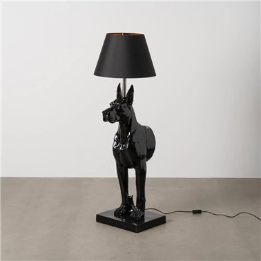 LÁMPARA PERRO NEGRO RESINA-TEJIDO 45 X 40 X 127 CM