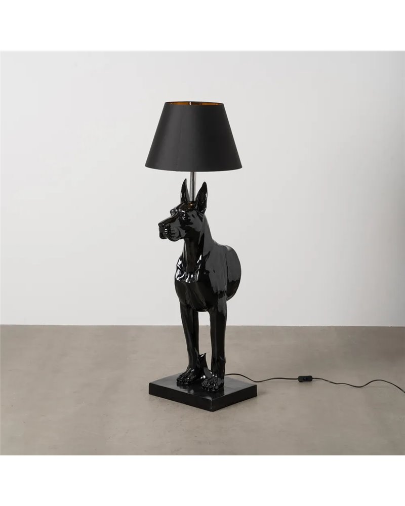 LÁMPARA PERRO NEGRO RESINA-TEJIDO 45 X 40 X 127 CM