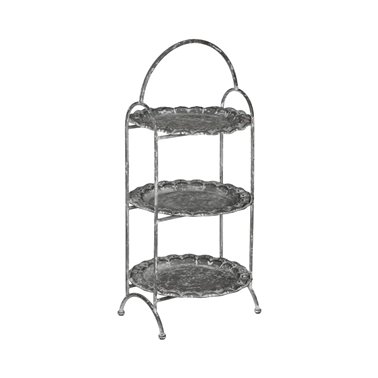 BANDEJA TRIPLE GRIS METAL DECORACIÓN 26,50 X 26 X 58 CM