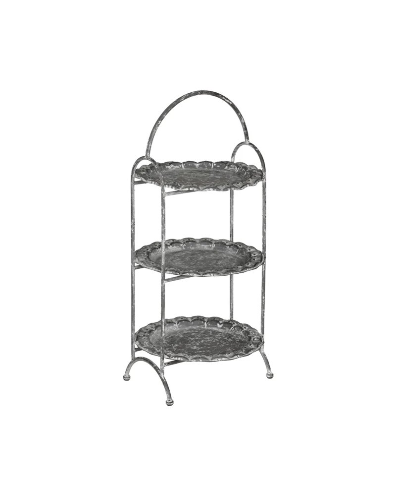 BANDEJA TRIPLE GRIS METAL DECORACIÓN 26,50 X 26 X 58 CM