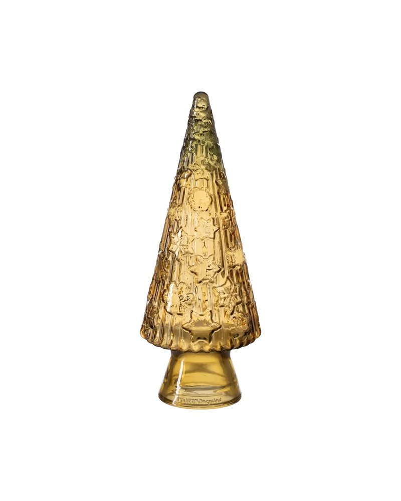 ÁRBOL NAVIDAD AMARILLO VIDRIO RECICLADO 13 X 13 X 34 CM
