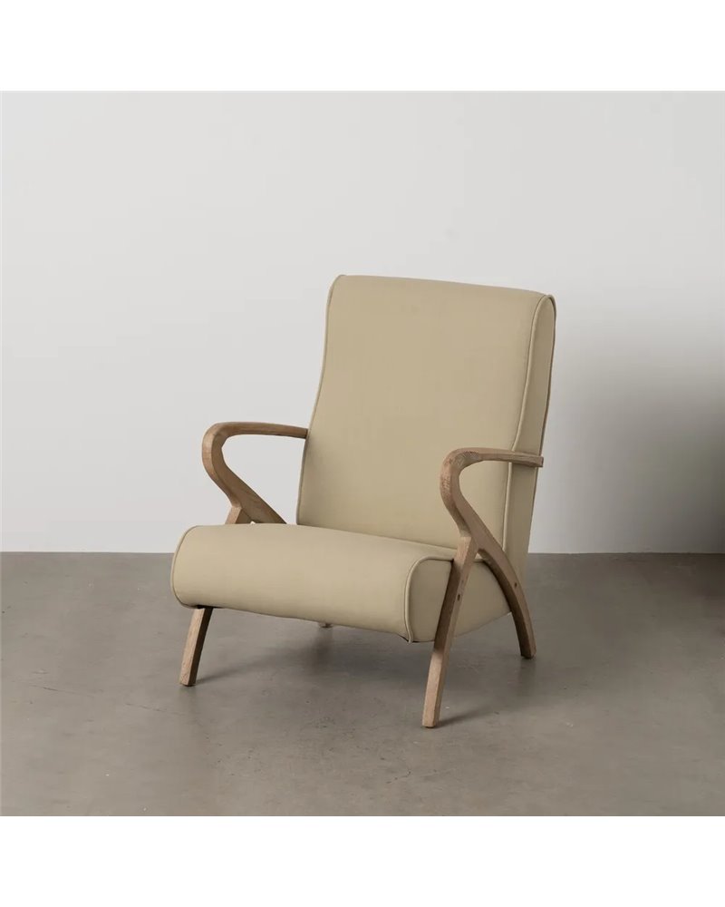 SILLÓN NATURAL-BEIGE TEJIDO-MADERA 57 X 55 X 85 CM