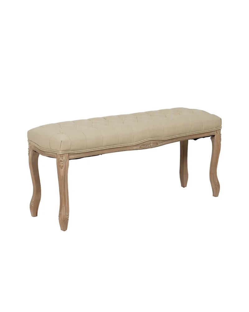 BANQUETA NATURAL-BEIGE TEJIDO-MADERA 110 X 36 X 47 CM