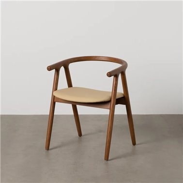 SILLA CREMA-MARRÓN MADERA DE OLMO 47 X 46 X 71 CM