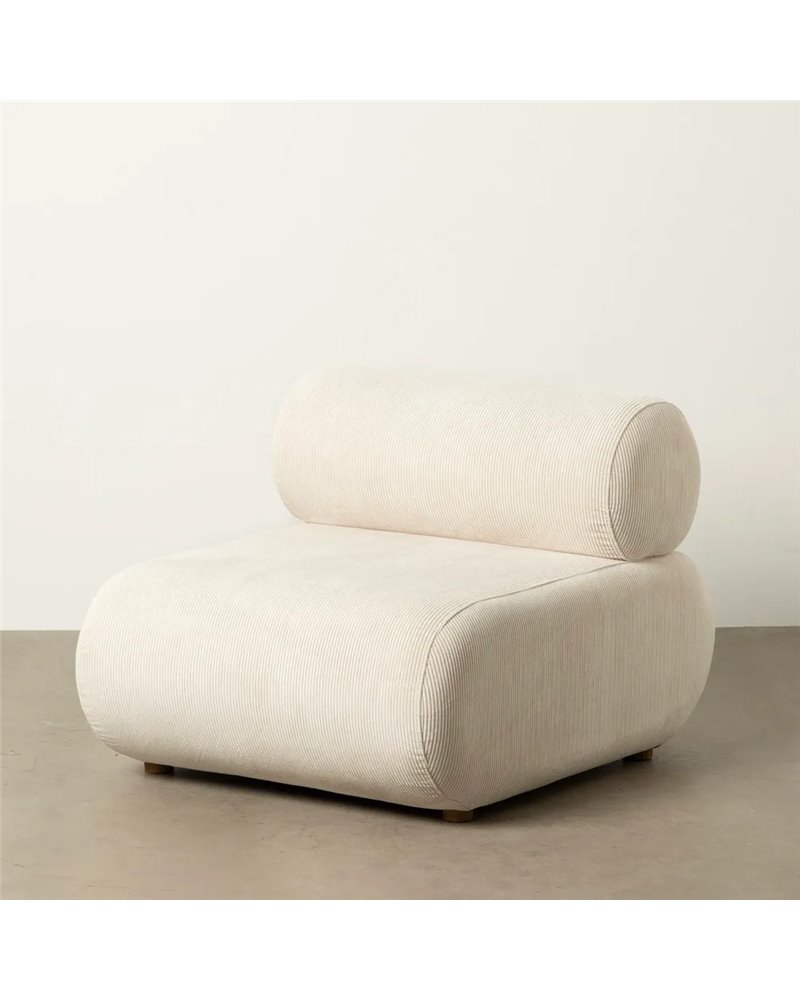 SILLÓN BLANCO ROTO MADERA DE ABEDUL 63 X 90 X 75 CM