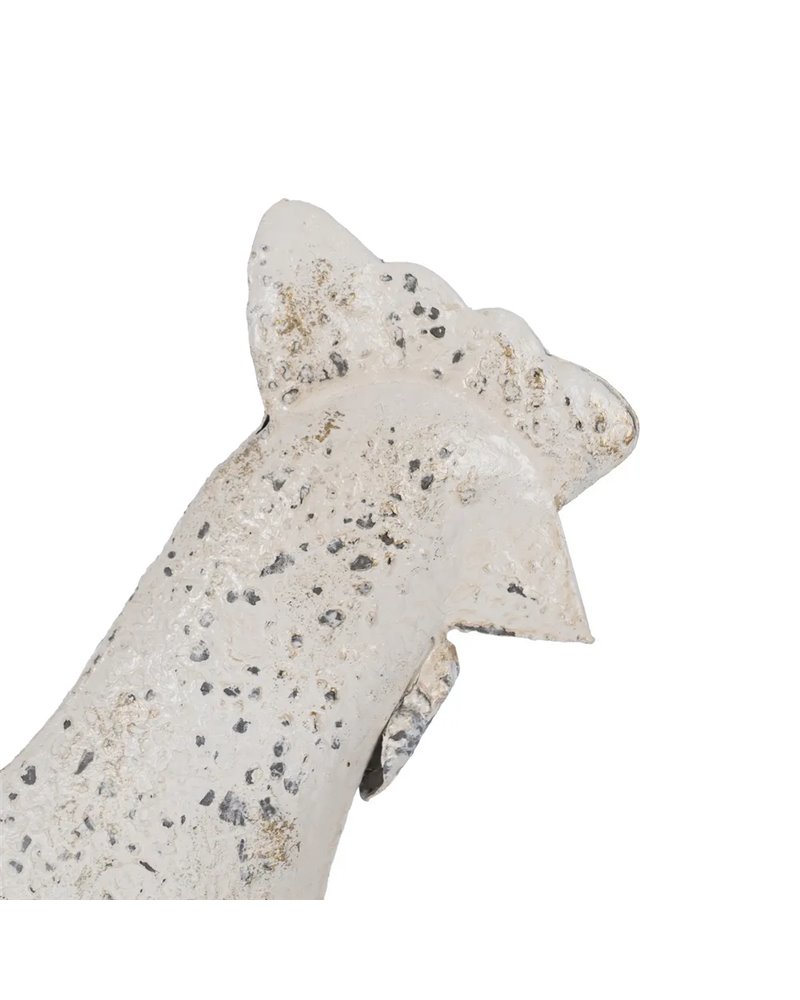 FIGURA GALLINA BLANCO ROZADO METAL 17 X 43,50 X 48 CM