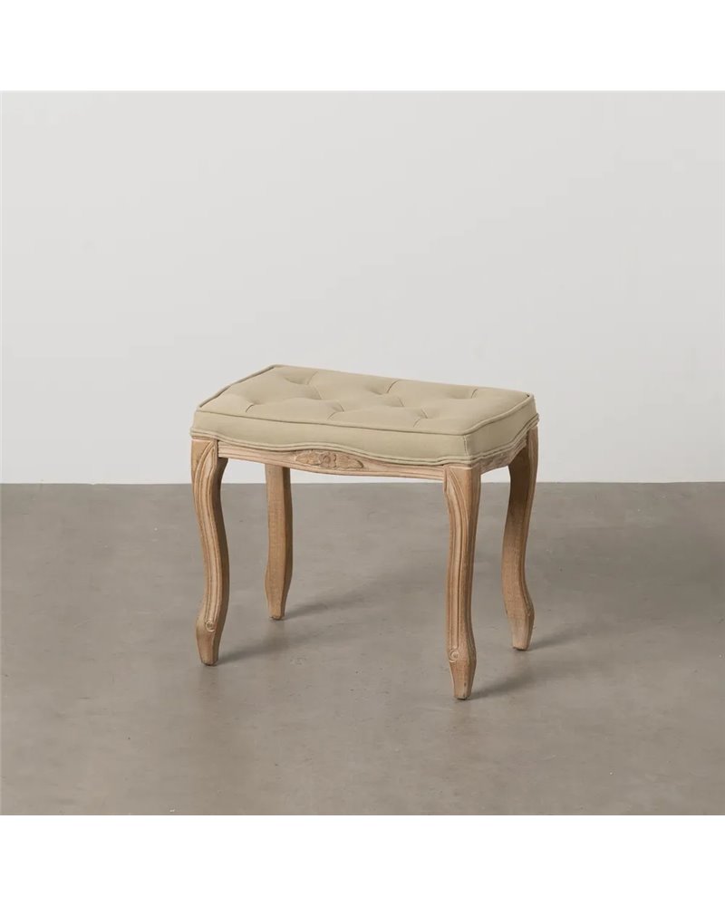BANQUETA NATURAL-BEIGE TEJIDO-MADERA 50 X 36 X 47 CM