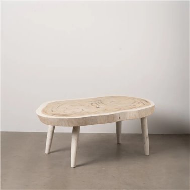 MESA CENTRO BLANCO ROZADO MADERA DE SUAR 100 X 70 X 45 CM