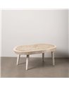 MESA CENTRO BLANCO ROZADO MADERA DE SUAR 100 X 70 X 45 CM