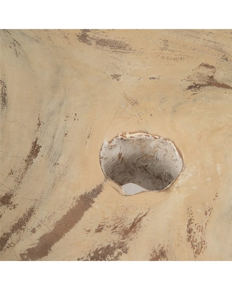 MESA CENTRO BLANCO ROZADO MADERA DE SUAR 100 X 70 X 45 CM