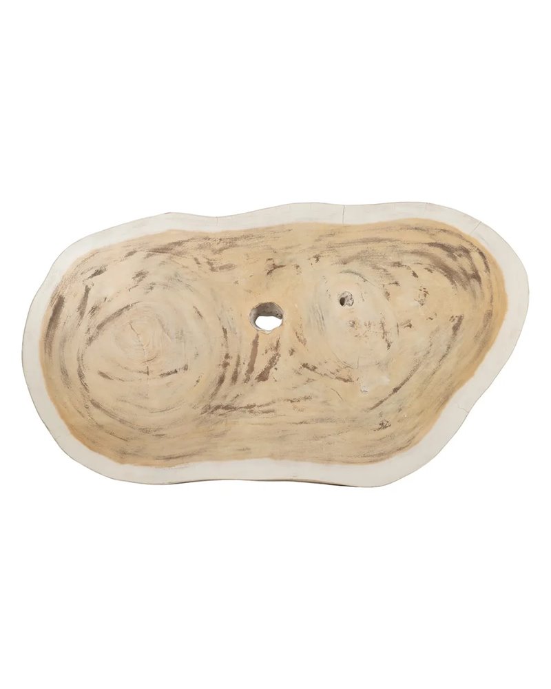 MESA CENTRO BLANCO ROZADO MADERA DE SUAR 100 X 70 X 45 CM