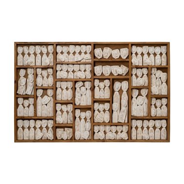 MURAL PARED FIGURAS MARRÓN MADERA 144 X 94 X 6 CM