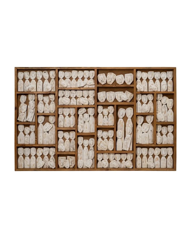 MURAL PARED FIGURAS MARRÓN MADERA 144 X 94 X 6 CM