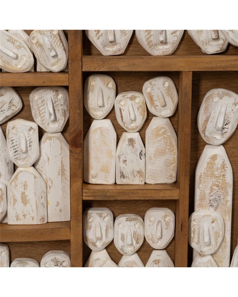 MURAL PARED FIGURAS MARRÓN MADERA 144 X 94 X 6 CM