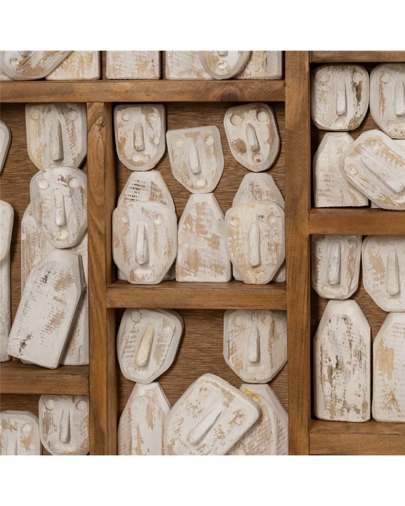 MURAL PARED FIGURAS MARRÓN MADERA 144 X 94 X 6 CM