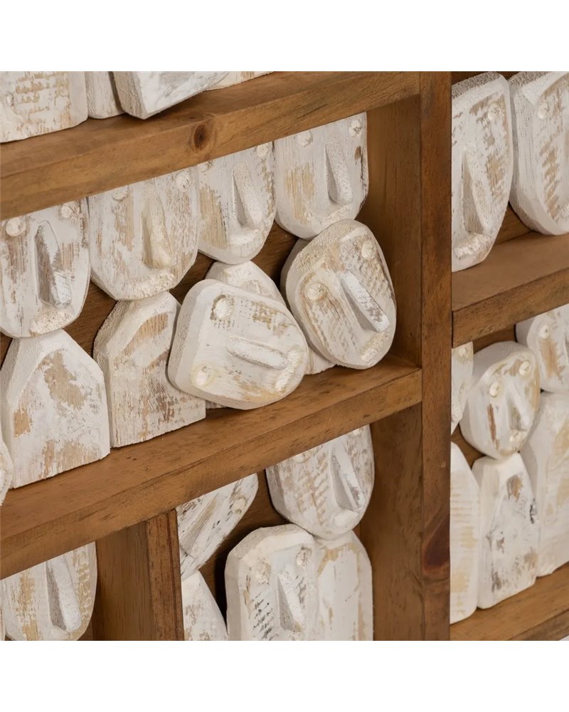 MURAL PARED FIGURAS MARRÓN MADERA 144 X 94 X 6 CM