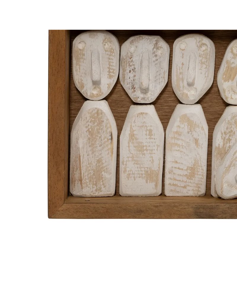 MURAL PARED FIGURAS MARRÓN MADERA 144 X 94 X 6 CM
