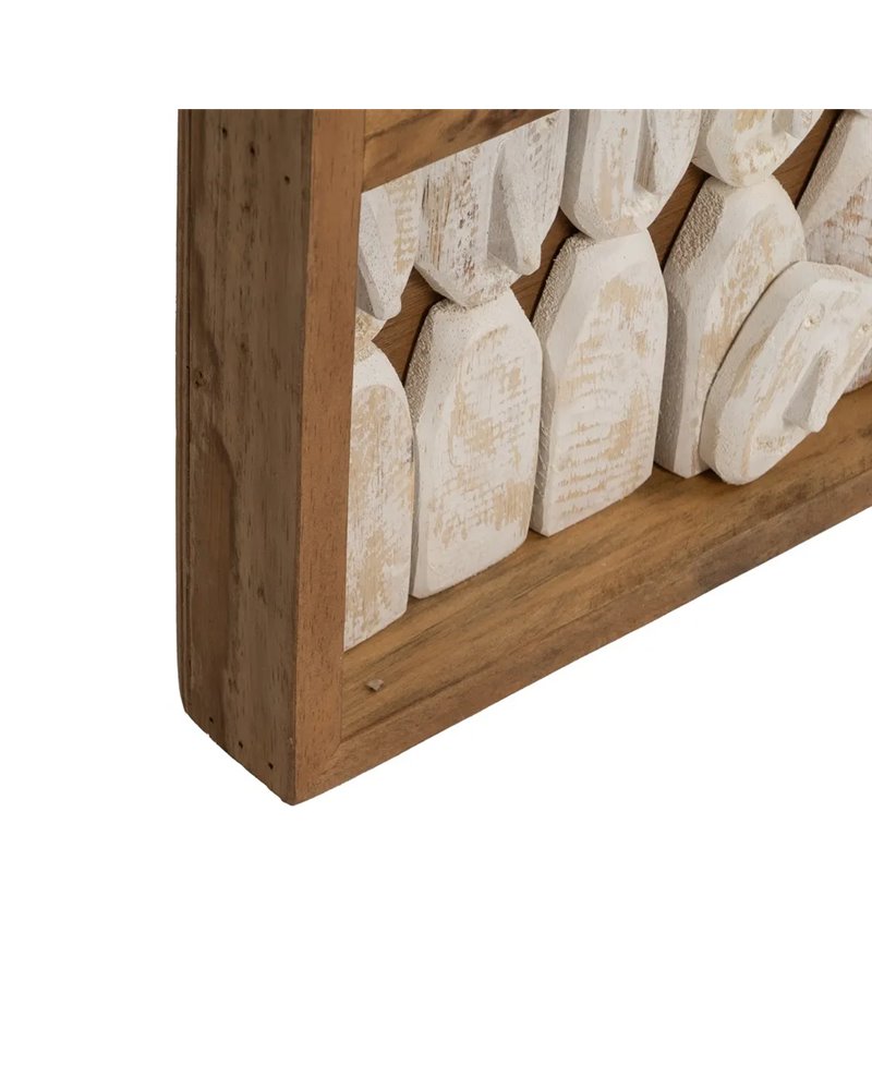 MURAL PARED FIGURAS MARRÓN MADERA 144 X 94 X 6 CM