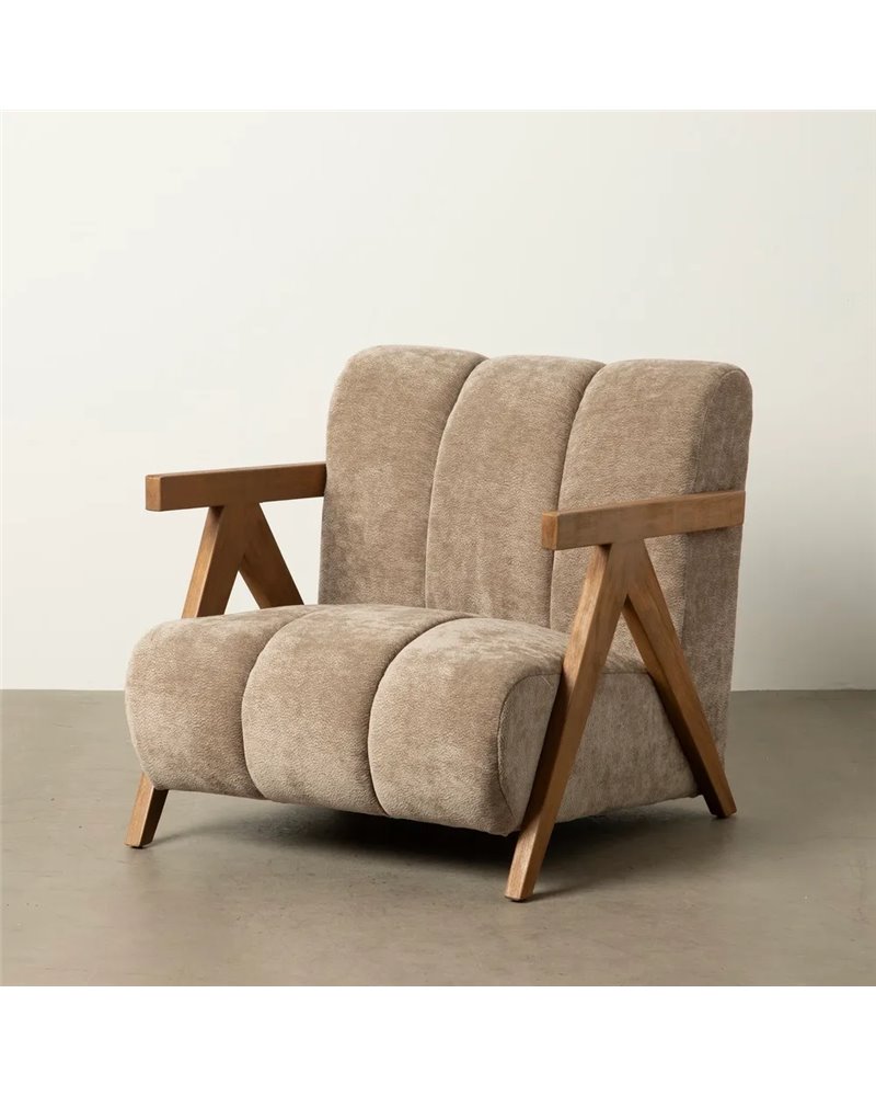 SILLÓN TAUPE MADERA DE ABEDUL SALÓN 76,50 X 87 X 72,50 CM