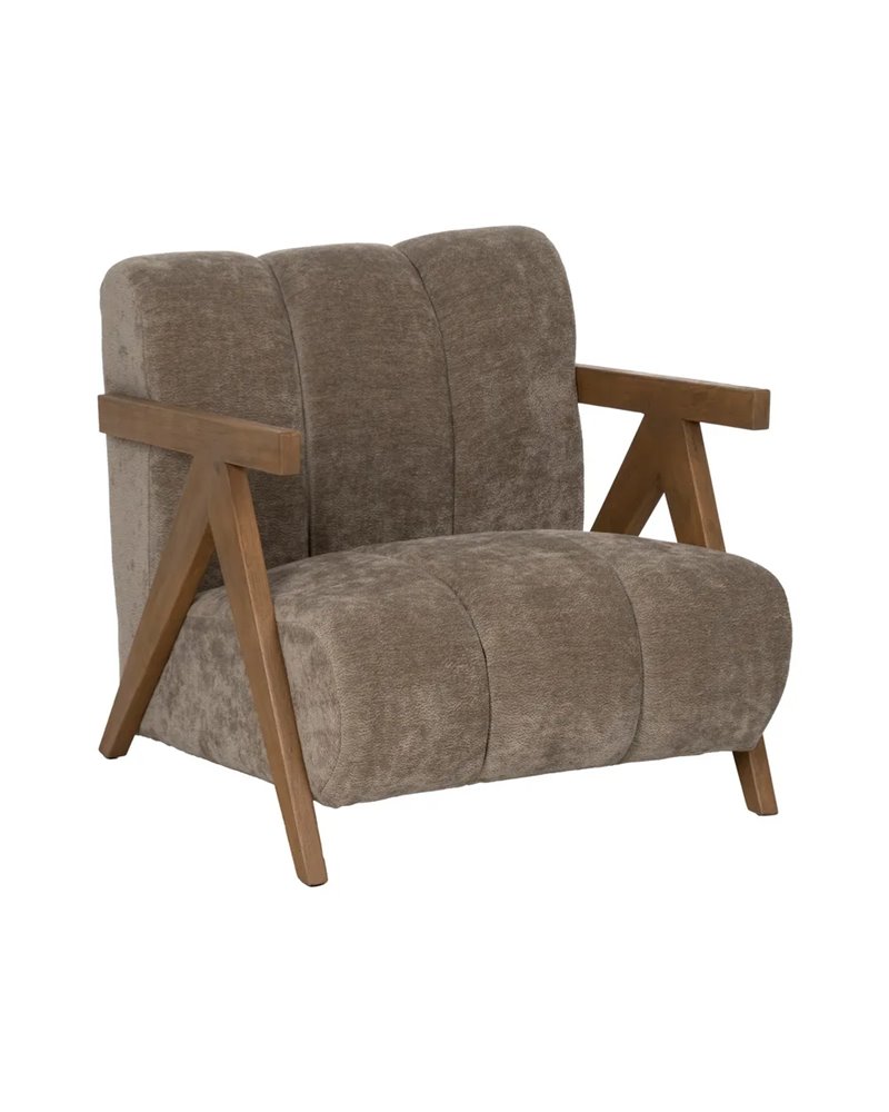 SILLÓN TAUPE MADERA DE ABEDUL SALÓN 76,50 X 87 X 72,50 CM