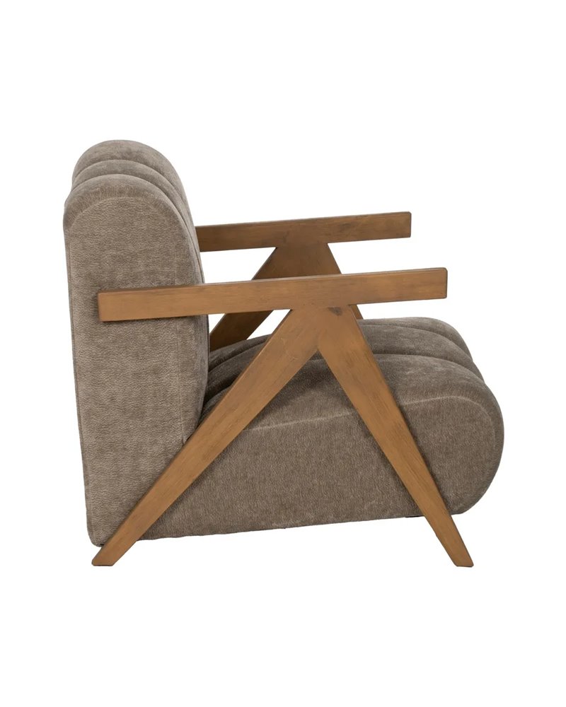 SILLÓN TAUPE MADERA DE ABEDUL SALÓN 76,50 X 87 X 72,50 CM