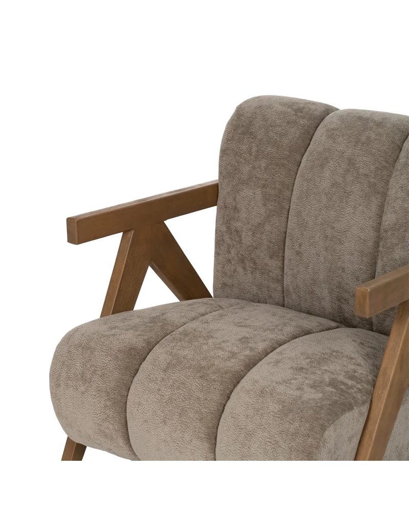 SILLÓN TAUPE MADERA DE ABEDUL SALÓN 76,50 X 87 X 72,50 CM